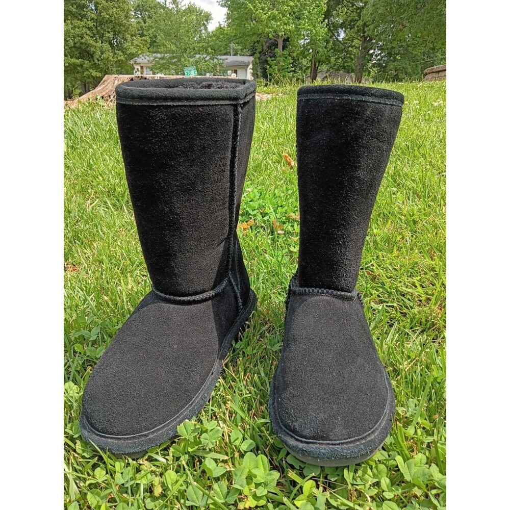 Bearpaw Black Suede Tall Winter Boots Women’s Size 8 Cozy Shearling Lined